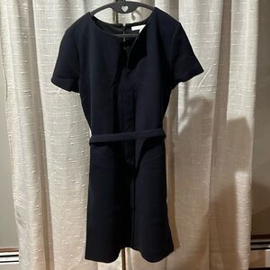 Victoria Victoria Beckham size 10 navy blue wool dress with belt